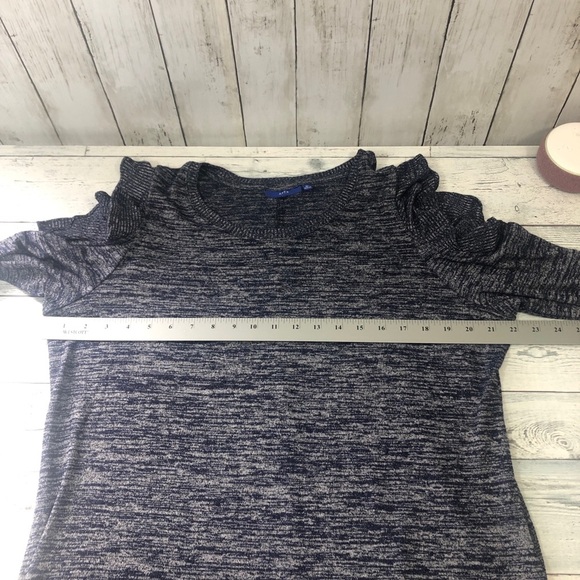 Apt. 9 Blue Heather Cold Shoulder Ruffled Lightweight Sweater NWT Extra Large - Picture 8 of 8